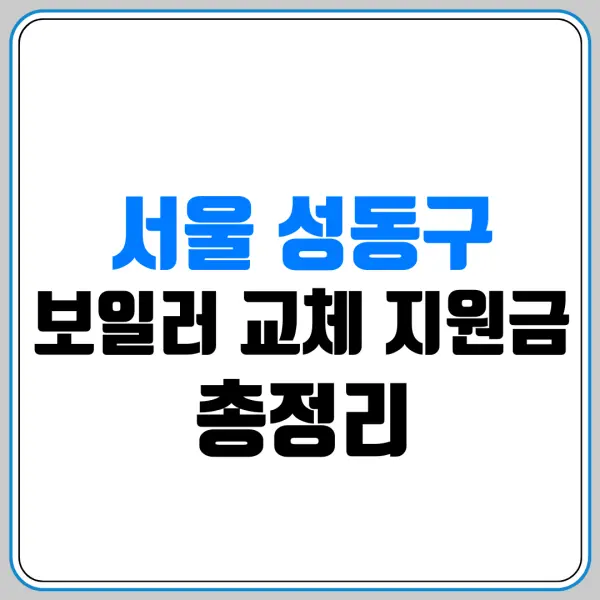 서울 성동구 보일러 교체 지원금 총정리 | 대상·금액·신청 방법 | 신청하기 | 지원금 조회
