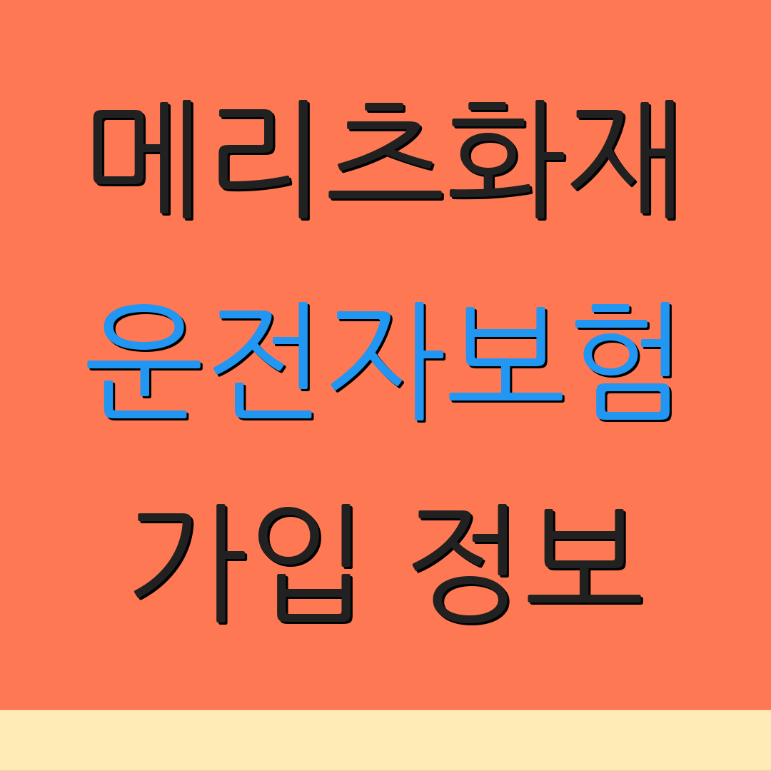 메리츠화재 운전자보험 가입 정보 | 혜택 안내 | 보험 상품
