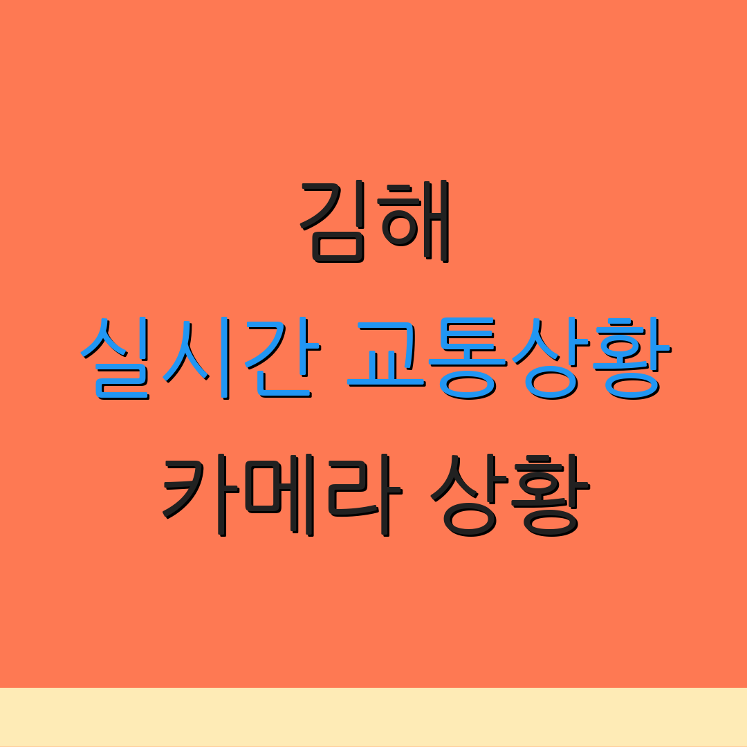 김해 실시간 교통상황 카메라 상황 | 요금 정보 | 교통 흐름 확인
