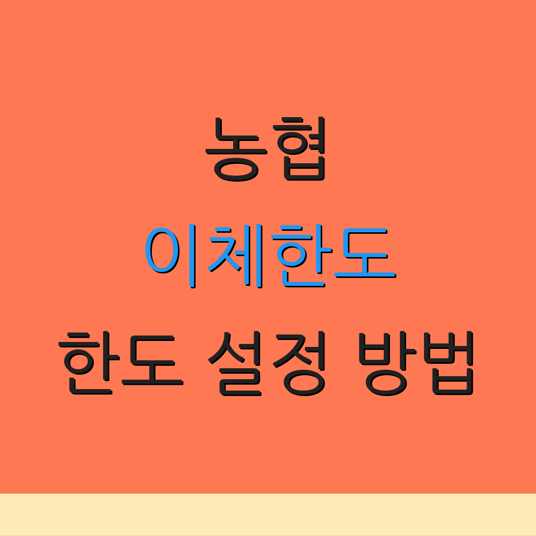 농협 이체한도 한도 설정 방법 | 임시 한도 증가 | 조회 제한 해제